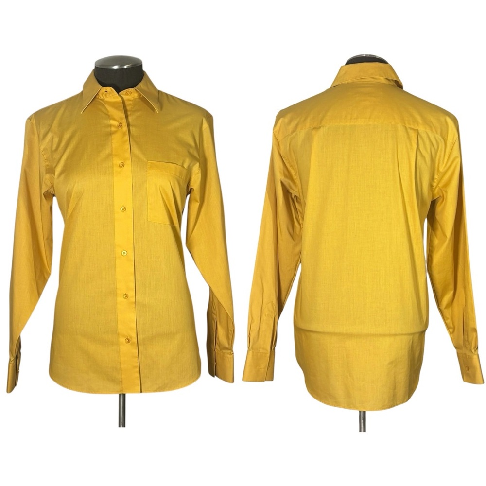 🆕 Wrinkle Free Long Sleeve Button Down Dress Shirt - Gold – Size 4